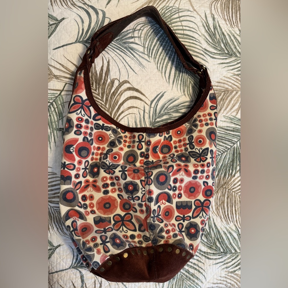 Lucky Brand Canvas and Suede Hobo Bag